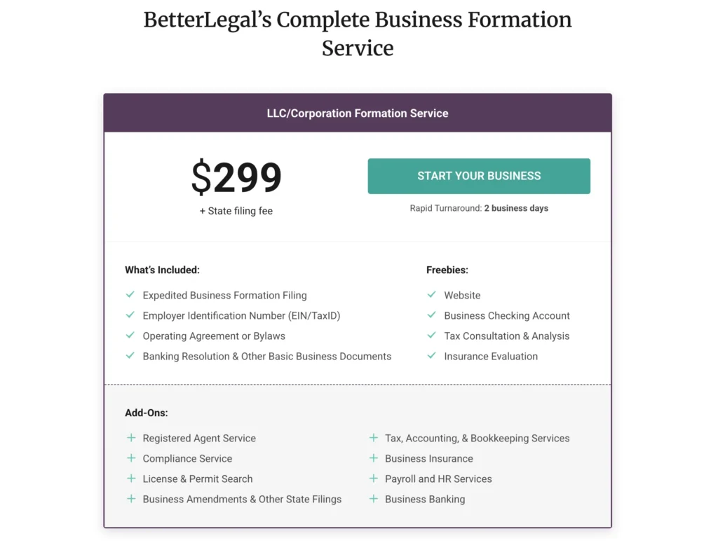 BetterLegal Pricing