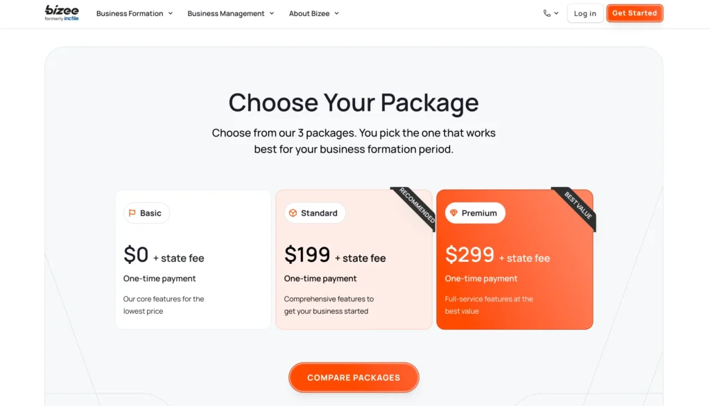 Bizee Pricing Options
