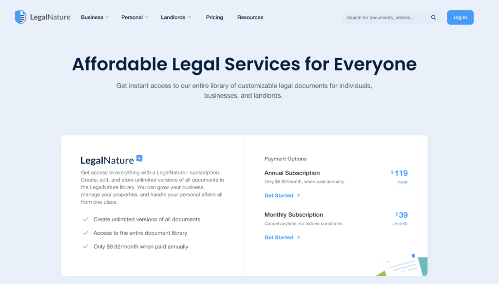LegalNature Pricing Plans